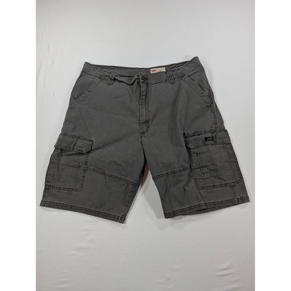 Wrangler Mens Relaxed Fit Cargo Shorts Gray Ripstop Work Casual Size 38